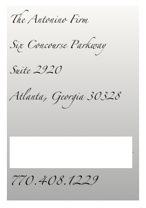 The Antonino Firm
Six Concourse Parkway
Suite 2920
Atlanta, Georgia 30328

lauren@antoninofirm.com
770.408.1229